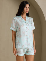 [Fiori Cielo] SilkSilky-IT Short Sleeve Notch Collar Pigiami da donna 003