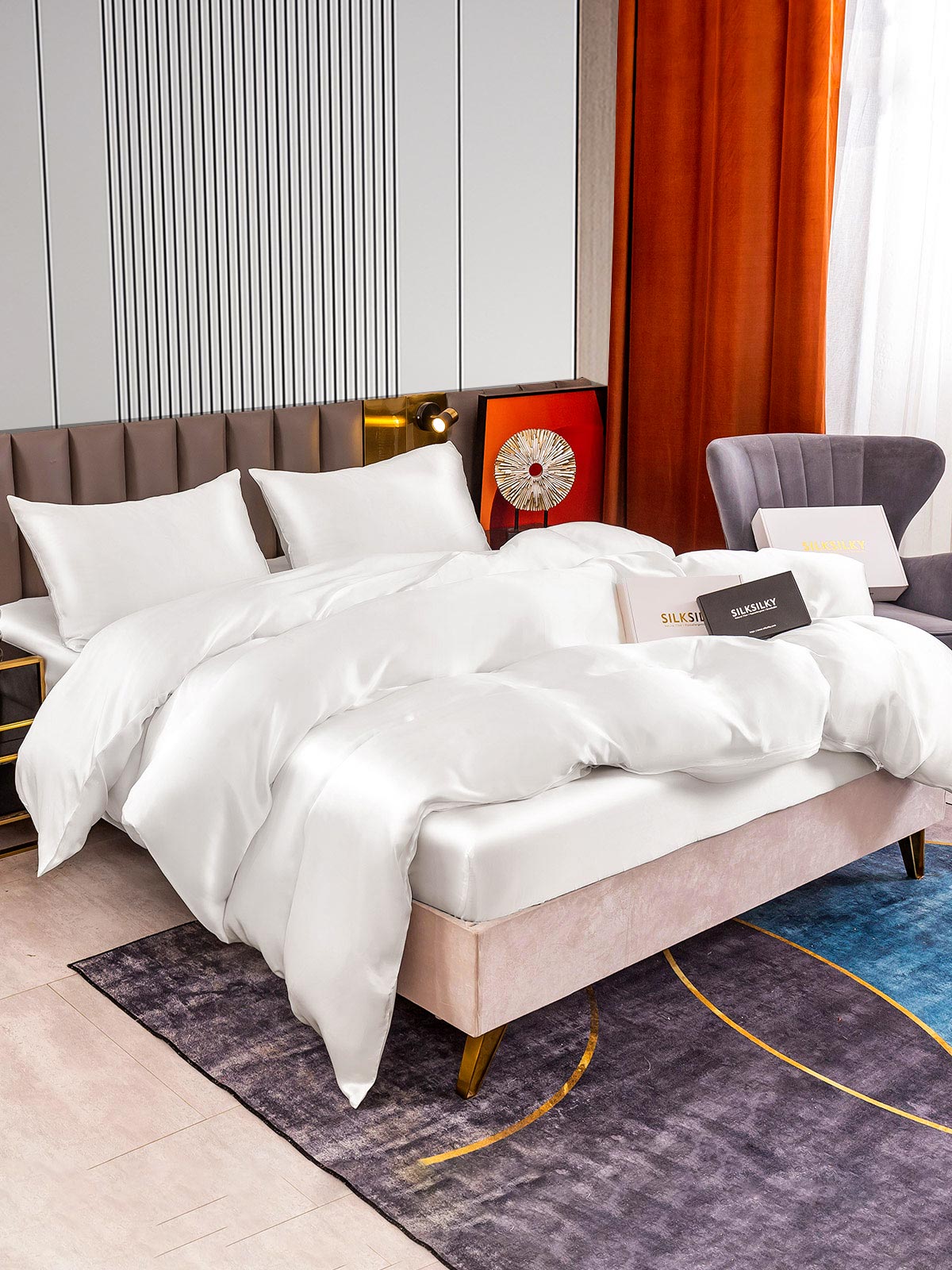 [Bianco] SilkSilky-IT 22Momme Seta pura Bedding Set 003