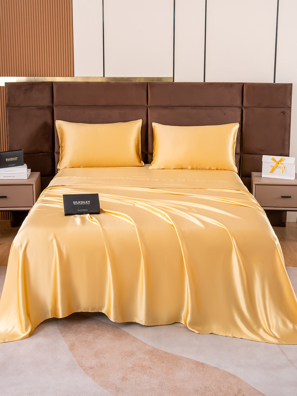 [Champagne] SilkSilky-IT 19Momme Seta pura Bedding Set 001