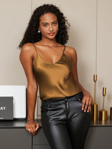 [Caffè] SilkSilky-IT Spaghetti Strap V Neck Cami 003