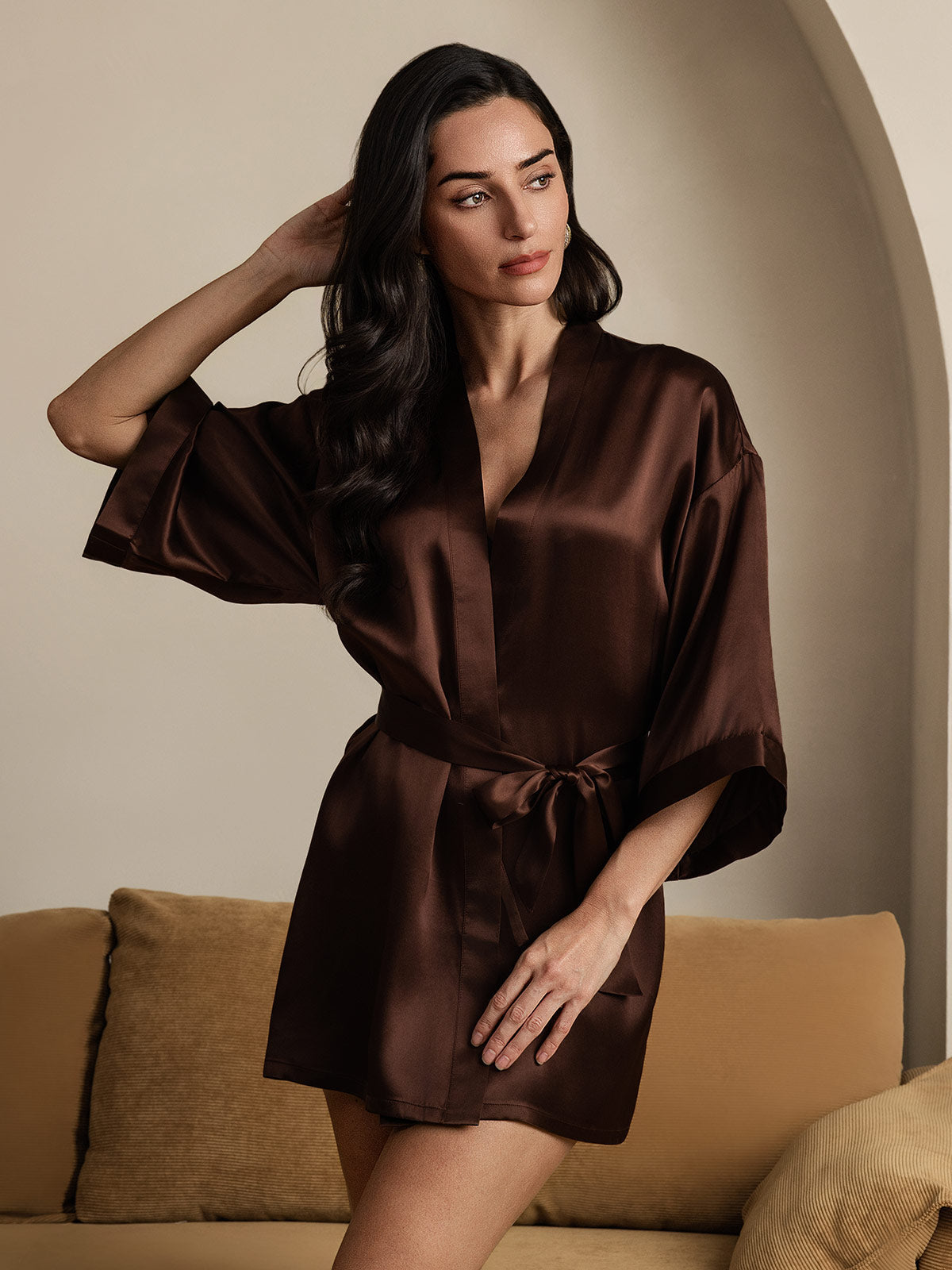 [Caffè] SilkSilky-IT Seta pura Womens Robe 006