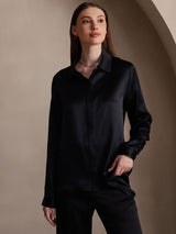 [Nero] SilkSilky-IT Long Sleeve Lapel Collar Camicie da donna 003