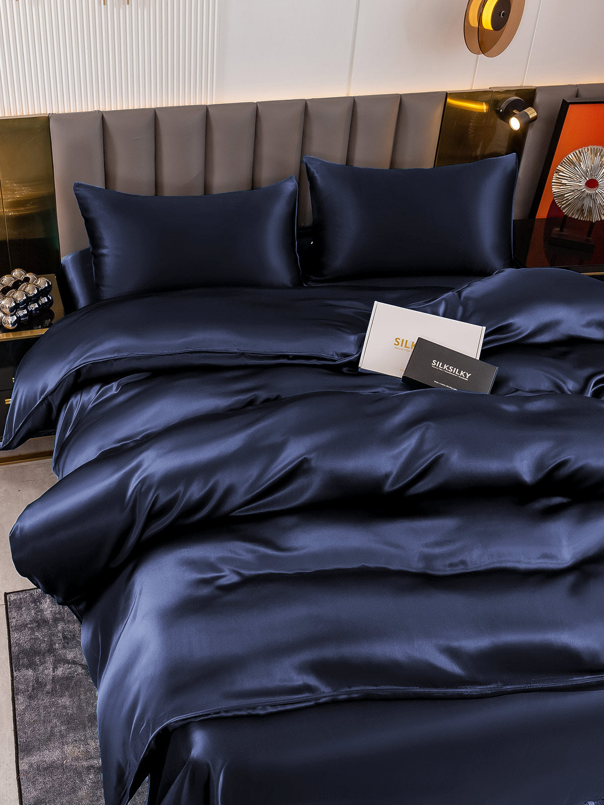 [Blu Scuro] SilkSilky-IT 19Momme Seta pura Bedding Set 004