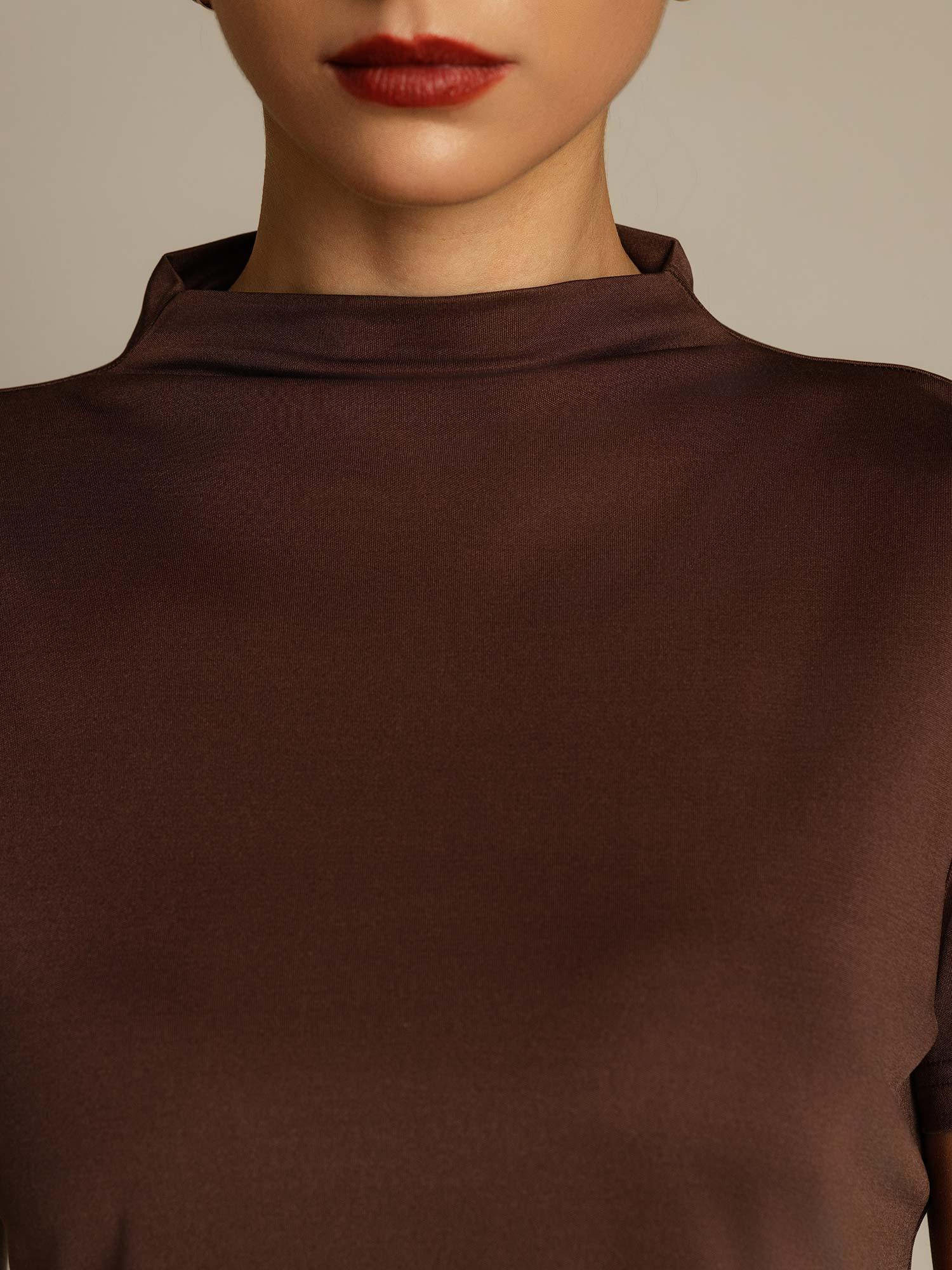 [Caffè] SilkSilky-IT Seta pura Colletto risvolto Magliette donna 004