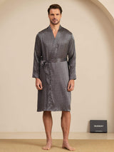 [Ginkgo Nero] SilkSilky-IT Long Sleeve V Neck Vestaglia da uomo 007