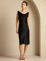 [Nero] SilkSilky-IT Sleeveless Cowl Neck Vestiti da donna 005