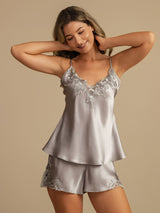 [Grigio Chiaro] SilkSilky-IT Sleeveless V Neck Set di Bretelle 006