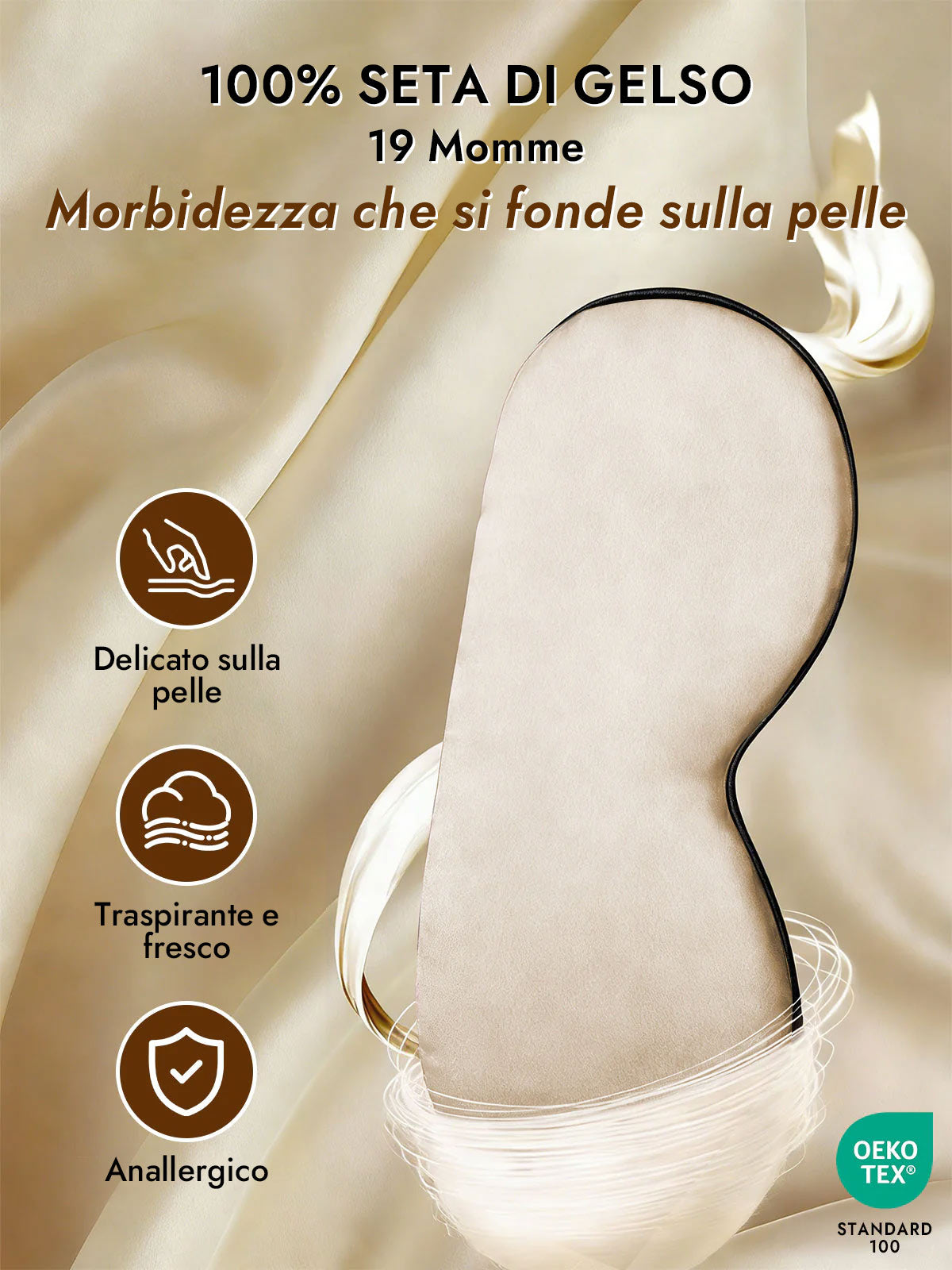 [Beige] SilkSilky-IT Mascherina da Notte 003