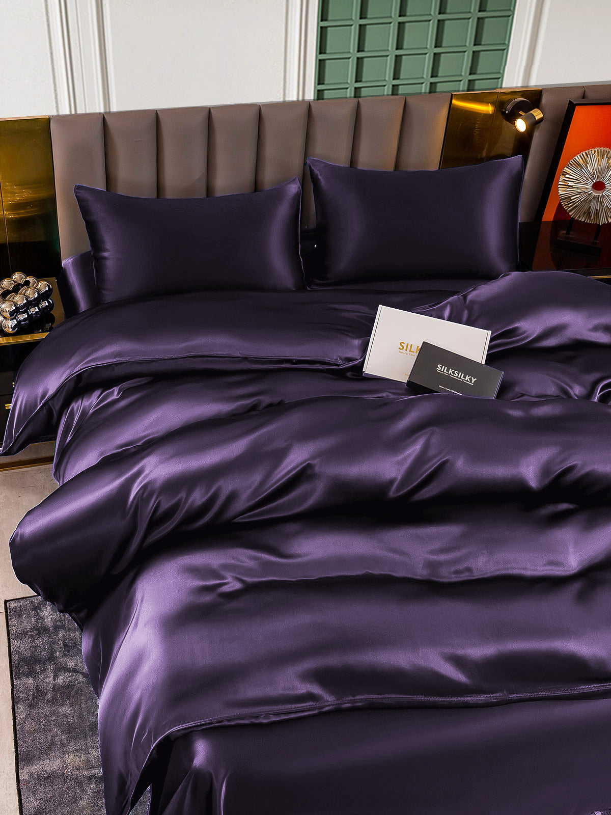 [Viola Scuro] SilkSilky-IT 22Momme Seta pura Bedding Set 004,