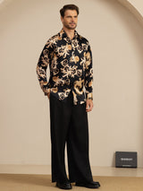 [Drago Nero] SilkSilky-IT Long Sleeve Lapel Collar Camicia da uomo 008