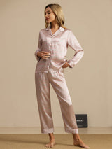 [Rosa Cuore Geo] SilkSilky-IT Short Sleeve Lapel Collar Pigiami da donna 006