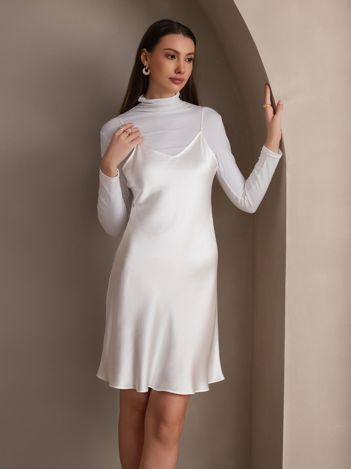 [Bianco] SilkSilky-IT Seta pura Dress 004,