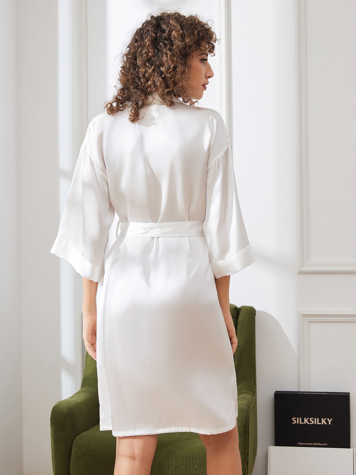 [Bianco] SilkSilky-IT Seta pura Womens Robe 002