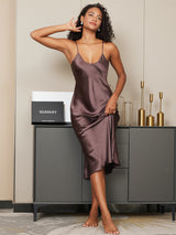 [Caffè] SilkSilky-IT Sleeveless V Neck Camicia da notte 002