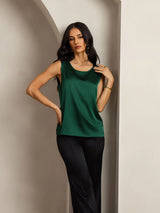 [Verde Scuro] SilkSilky-IT Sleeveless Round Neck Cami 007