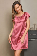[Malva Pallido] SilkSilky-IT Cap Sleeve Square Neck Camicia da notte 005
