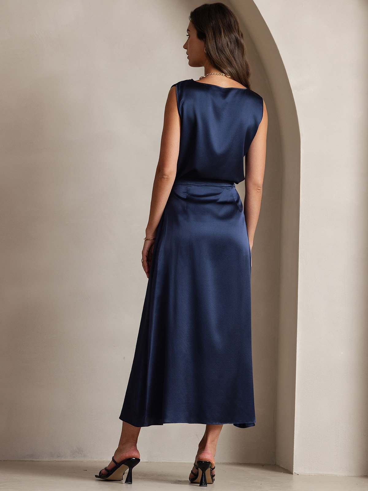 [Blu Scuro] SilkSilky-IT 19Momme Seta Skirt 004
