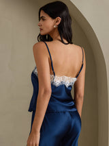 [Blu Scuro] SilkSilky-IT Spaghetti Strap V Neck Cami 002