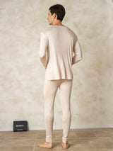 [Marrone Chiaro] SilkSilky-IT Long Sleeve Round Neck Intimo Lungo Uomo 002