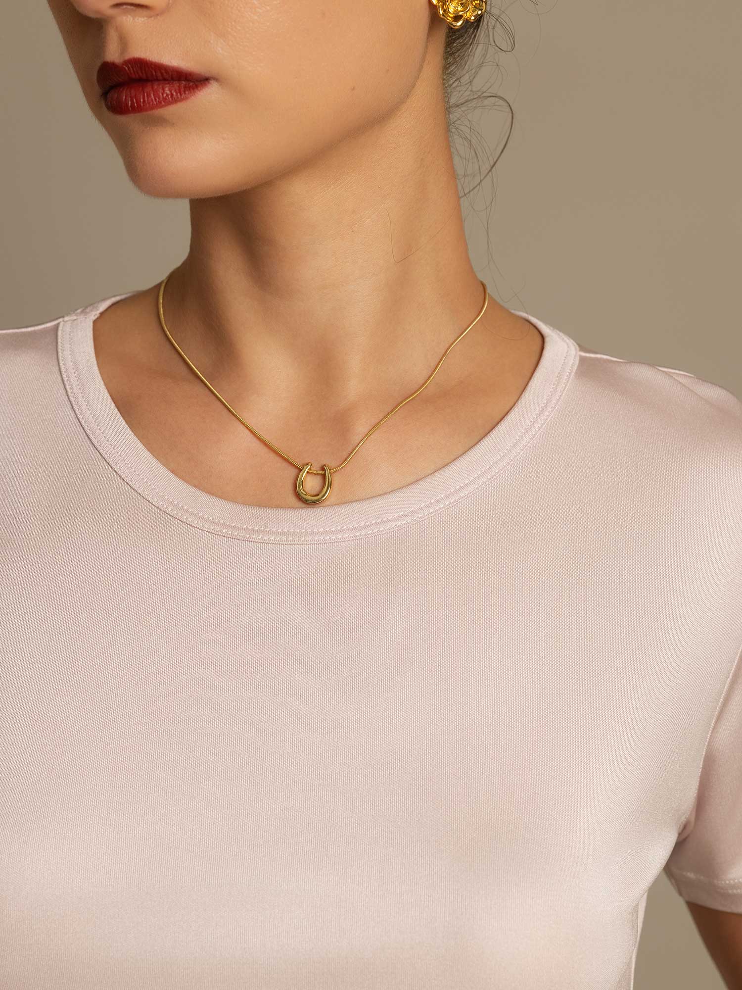 [Rosa Chiaro] SilkSilky-IT Maglia di seta Womens T-Shirt 004,