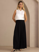 [Bianco] SilkSilky-IT Sleeveless Lapel Collar Camicie da donna 007