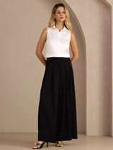 [Bianco] SilkSilky-IT Sleeveless Lapel Collar Camicie da donna 007