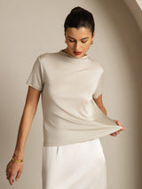 [Grigio] SilkSilky-IT Short Sleeve Magliette donna 003