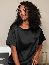 [Nero] SilkSilky-IT Short Sleeve Round Neck Pigiami da donna 003