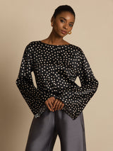 [Pois] SilkSilky-IT 19Momme Seta Bell Sleeve Blouse 001