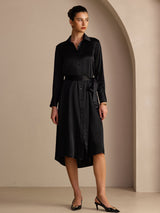 [Nero] SilkSilky-IT Long Sleeve Lapel Collar Vestiti da donna 006