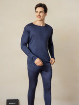 [Blu Scuro] SilkSilky-IT Long Sleeve Round Neck Intimo Lungo Uomo 002