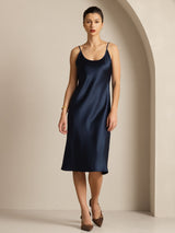 [Blu Scuro] SilkSilky-IT Sleeveless Collo a U Vestiti da donna 001