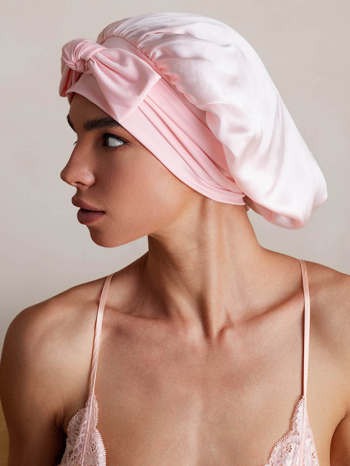 SilkSilky-IT Seta pura Sleep Cap RosaChiaro 002