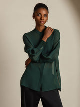 [Verde Scuro] SilkSilky-IT Seta pura Womens Shirt 003