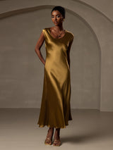 [Marrone] SilkSilky-IT Cap Sleeve Vestiti da donna 004