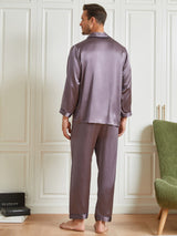 [Grigio Porpora] SilkSilky-IT Long Sleeve Lapel Collar Pigiami da uomo 002