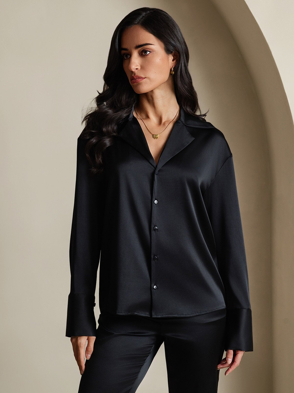 [Nero] SilkSilky-IT 19Momme Seta Womens Shirt 004