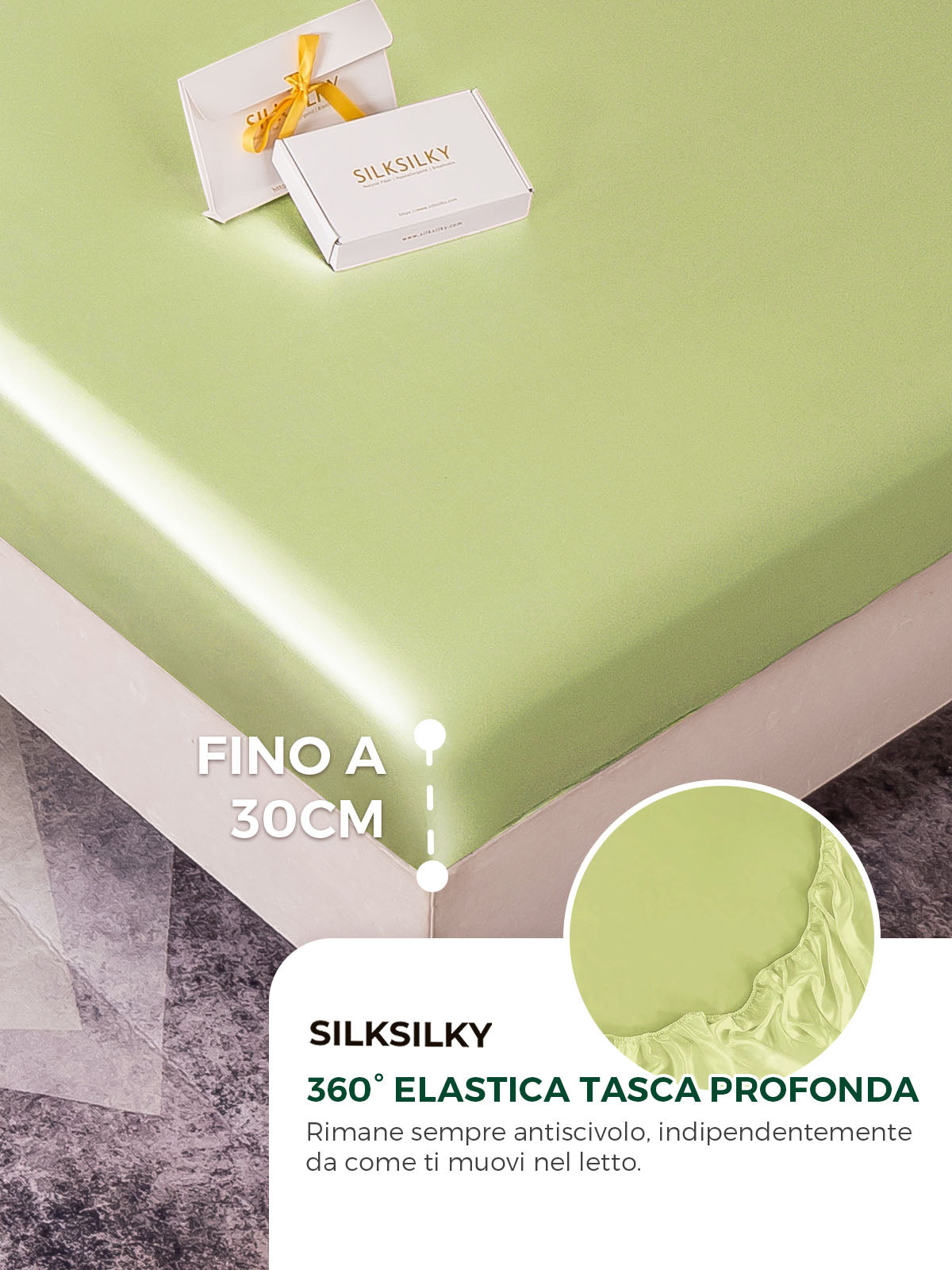 [Menta Verde] SilkSilky-IT 19Momme Seta pura Bedding Set 004
