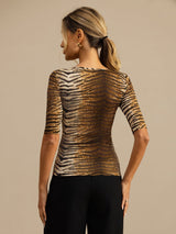 [Tigre] SilkSilky-IT Manga media Scollo A Coppa Magliette donna 002