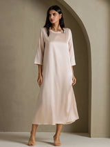 [Beige] SilkSilky-IT 3/4 Sleeve Round Neck Vestiti da donna 006