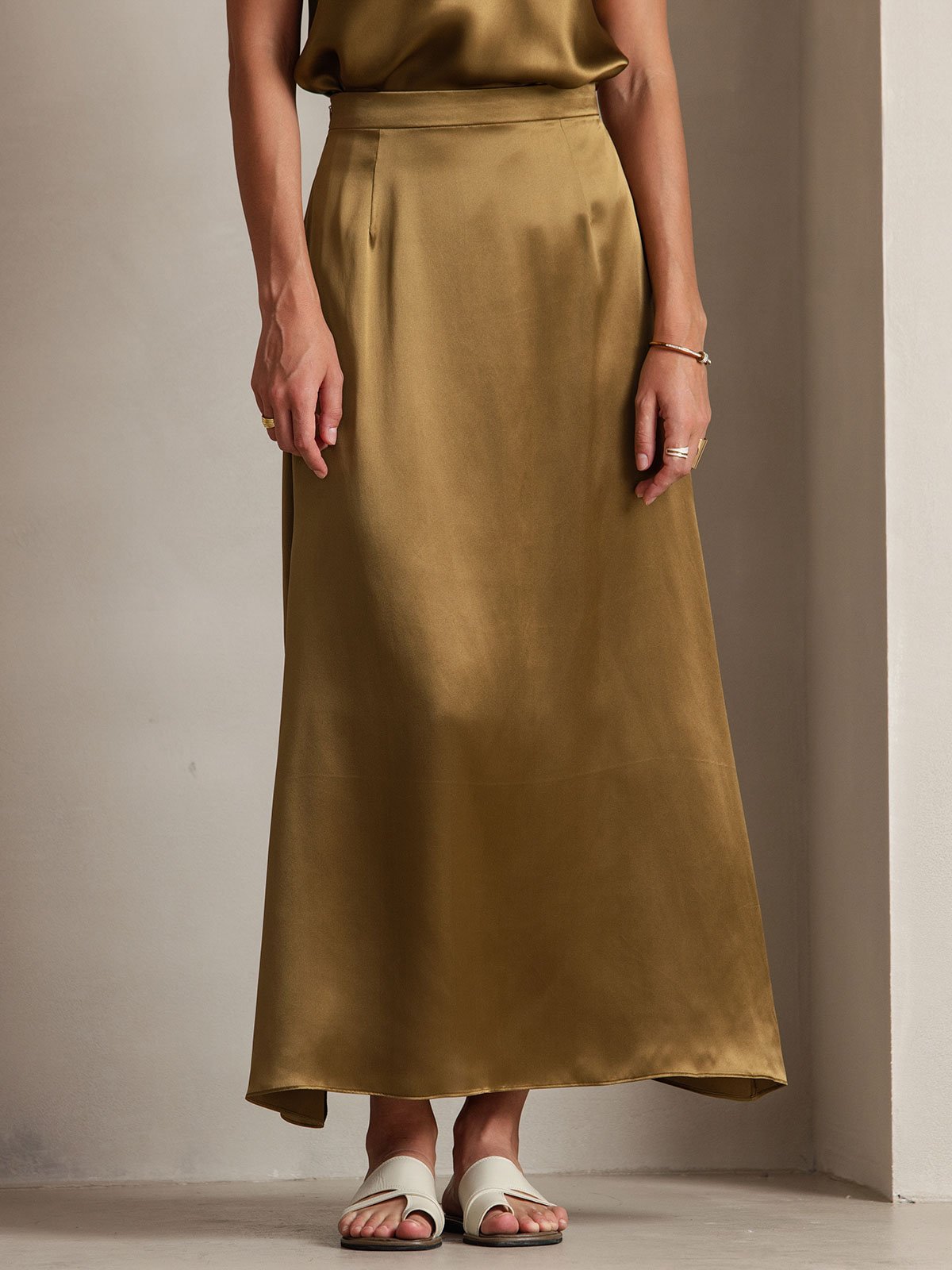[Marrone] SilkSilky-IT 19Momme Seta Skirt 001