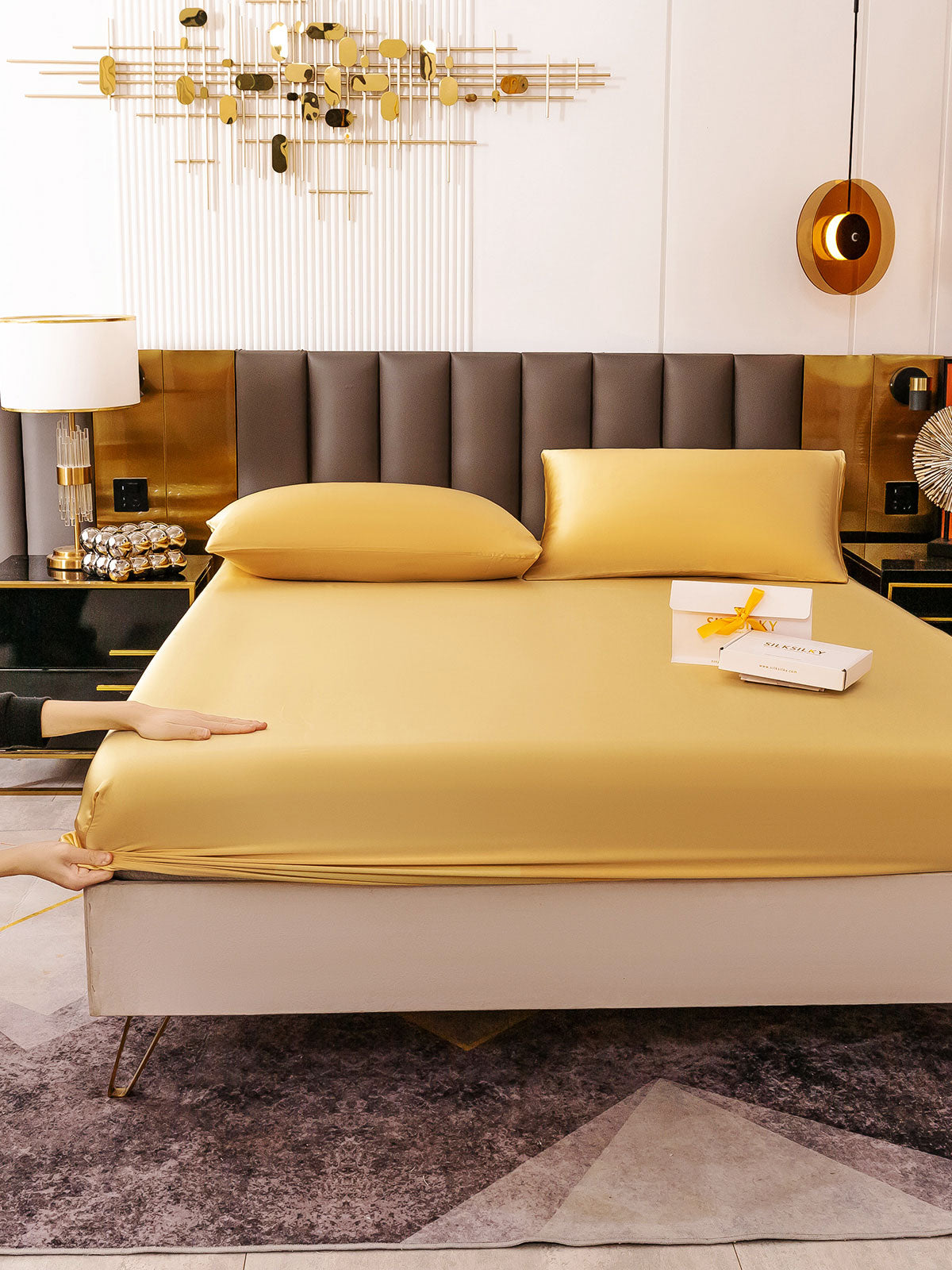 [Champagne] SilkSilky-IT 19Momme Seta pura Bedding Set 005