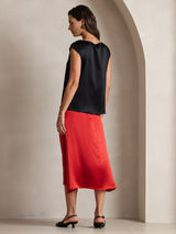 [Nero] SilkSilky-IT Cap Sleeve Round Neck Magliette donna 002