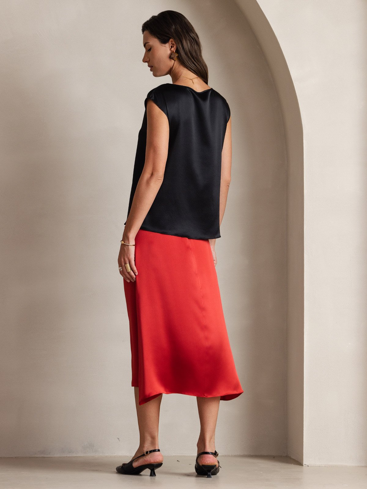 [Nero] SilkSilky-IT 19Momme Seta Womens T-Shirt 002
