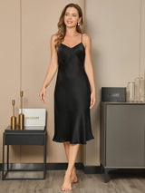 [Nero] SilkSilky-IT Sleeveless V Neck Vestiti da donna 002