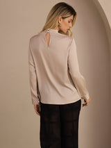 [Caffè] SilkSilky-IT Long Sleeve Stand Collar Bluse 002