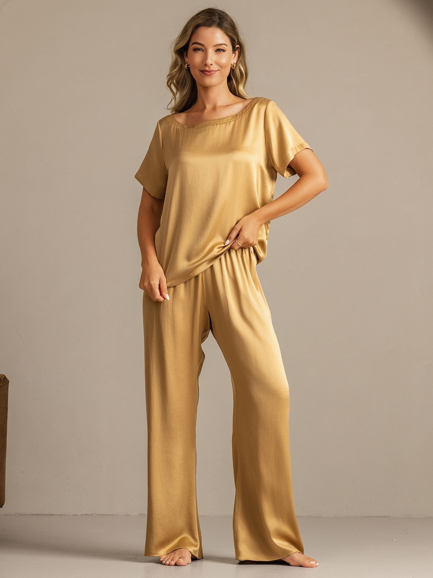 [MarroneChiaro] SilkSilky-IT 19Momme Seta Womens Pajamas 005