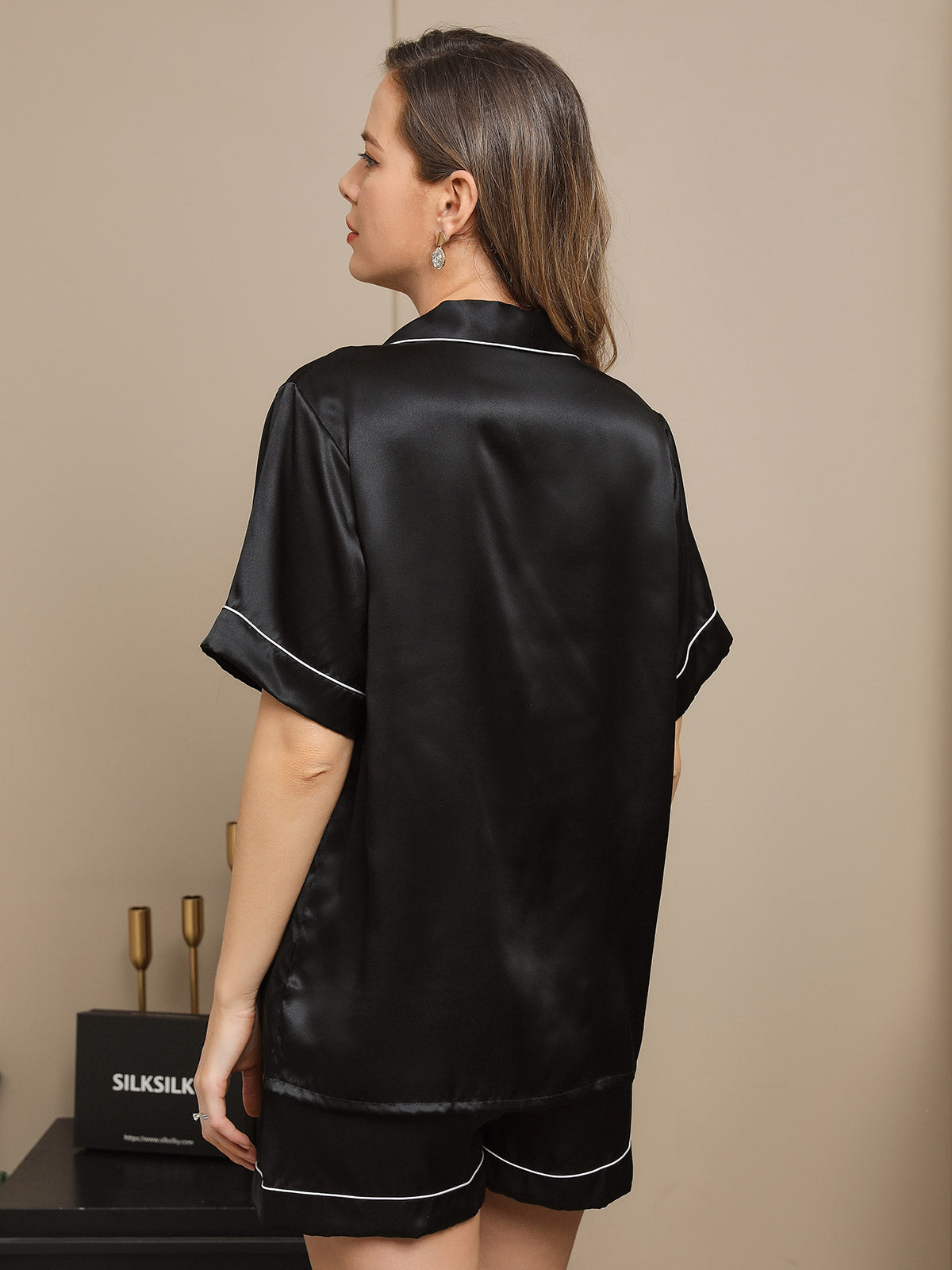 [Nero] SilkSilky-IT Seta pura Womens Pajamas 002