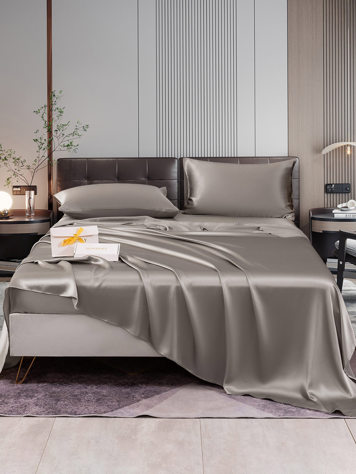 [Grigio] SilkSilky-IT 22Momme Seta pura Bedding Set 001