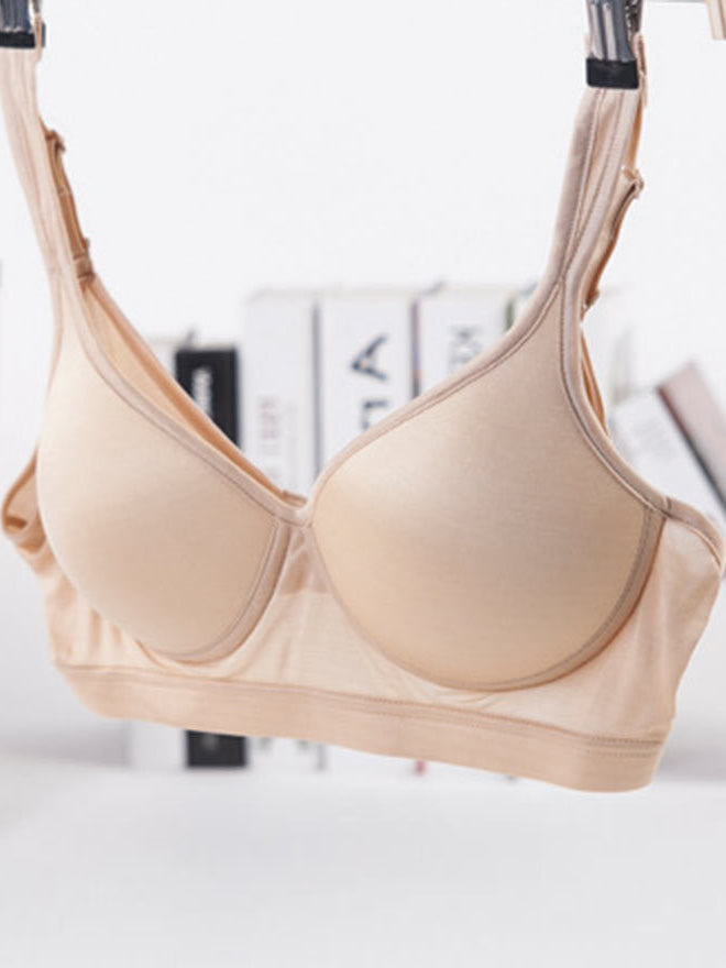[Marrone Chiaro] SilkSilky-IT Maglia di seta Bra 004